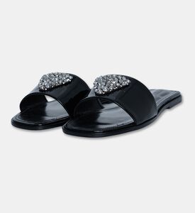 Schutz Glossy Patent Buckle Slide Sandals, Packshot View