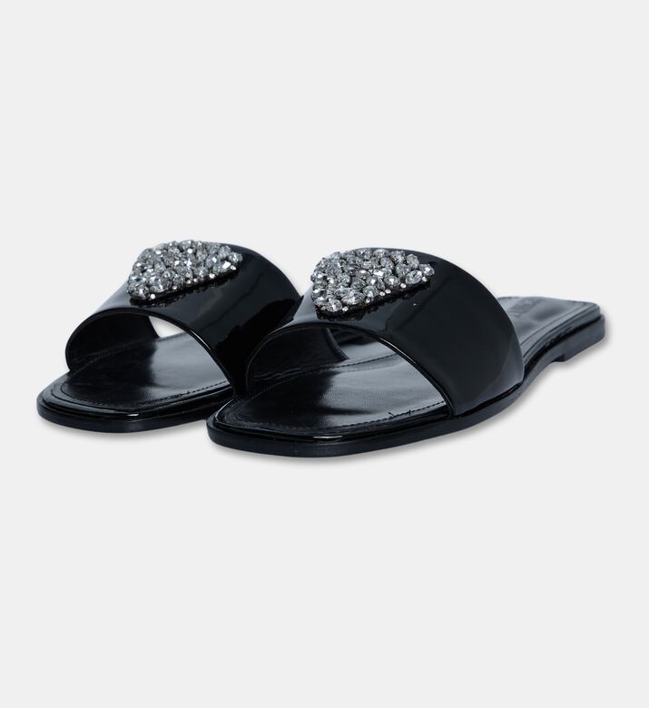 Schutz Glossy Patent Buckle Slide Sandals, Packshot View