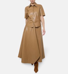 Nanushka Leather Button Closure Flared Skirt, Model View