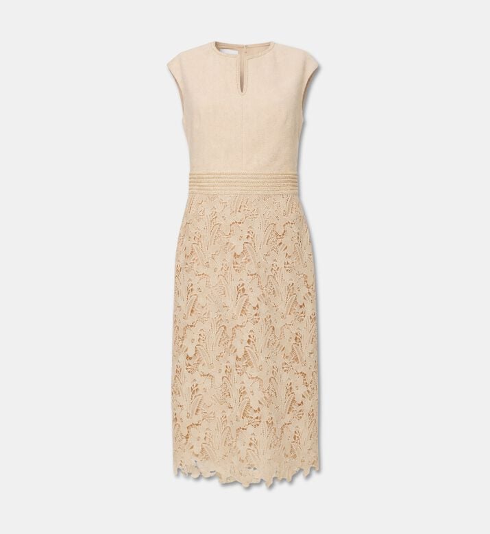 Edward Achour Paris Cap Sleeves Lace Overlay Midi Dress, Packshot View