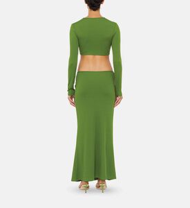 Hip Cut-out Draped Maxi Skirt