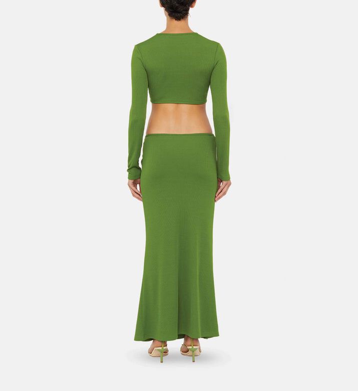 Hip Cut-out Draped Maxi Skirt