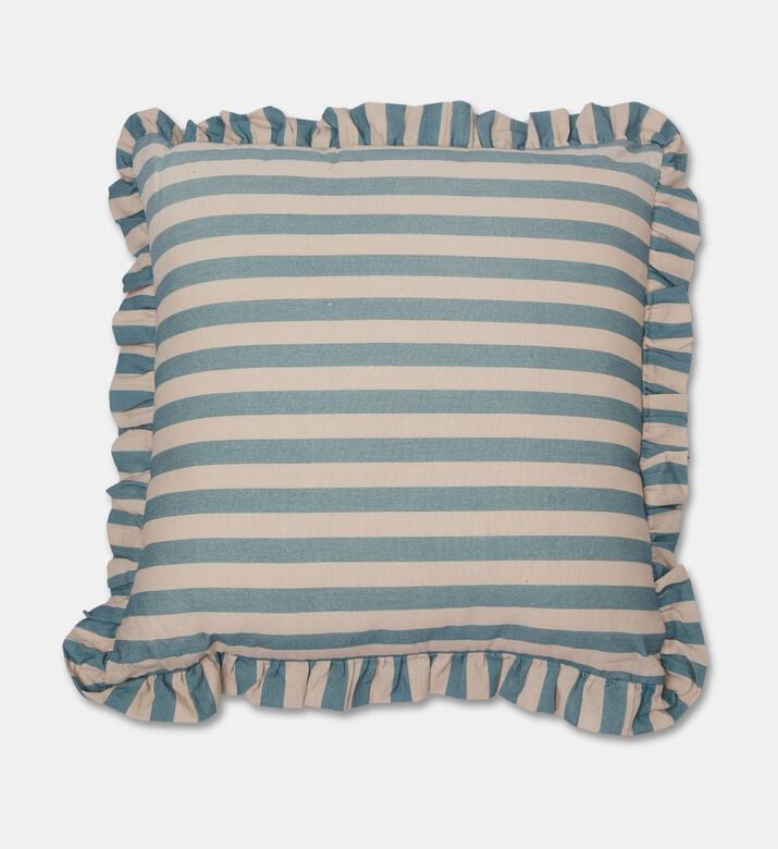 Home Deco and More Linea Ruffled Edge Cushion, Blue, 40x60-cm, Packshot View