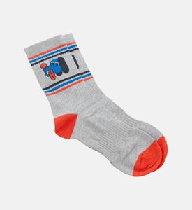 Bobo Choses Tractor Design Ribbed Striped Socks, Packshot View