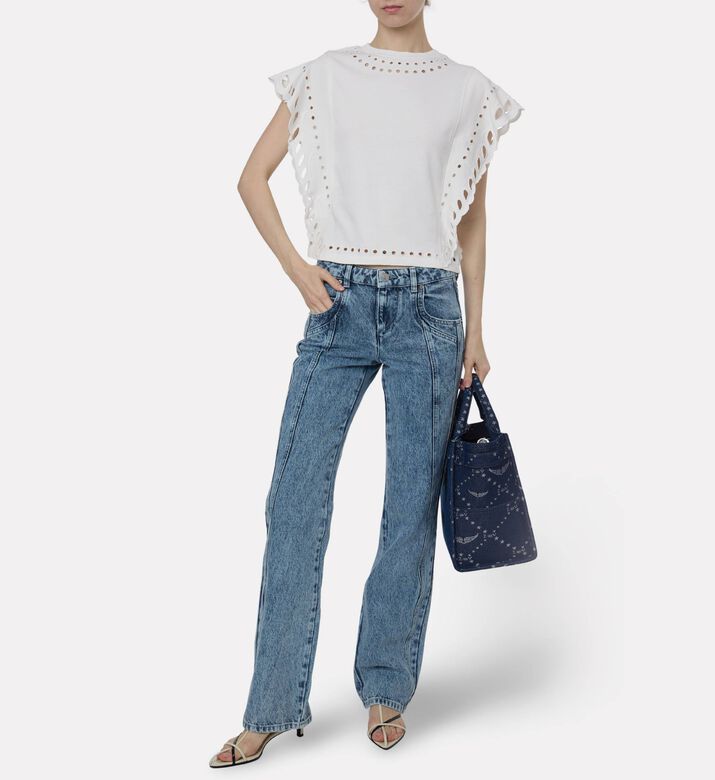 Isabel Marant Eyelet Ruffle Sleeveless Top, Model View