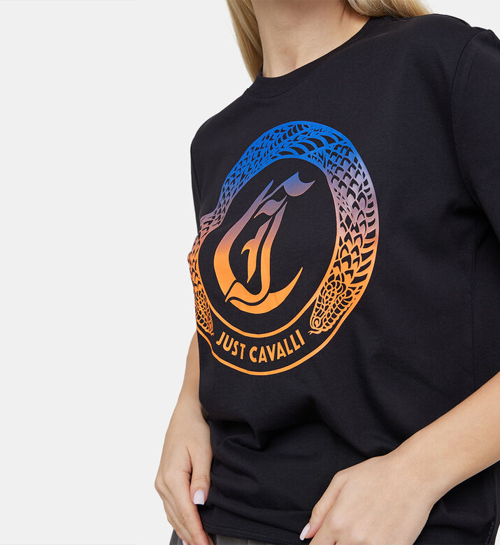 تيشيرت قطن بطبعة لوغو ملون