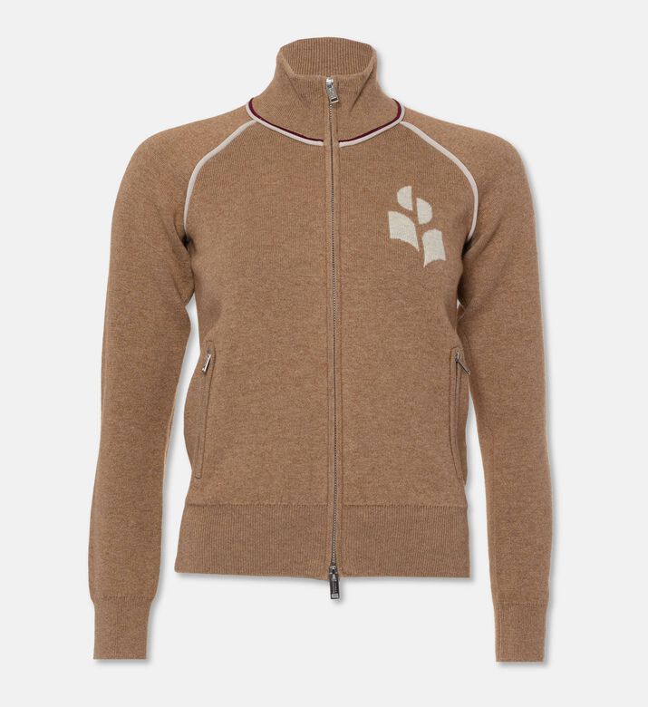 Isabel Marant Lanya Intarsia Logo Zip-front Cardigan, Packshot View