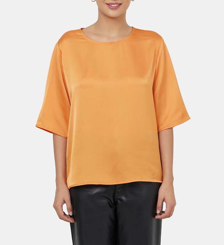 Satin Round Neck Fluid Top