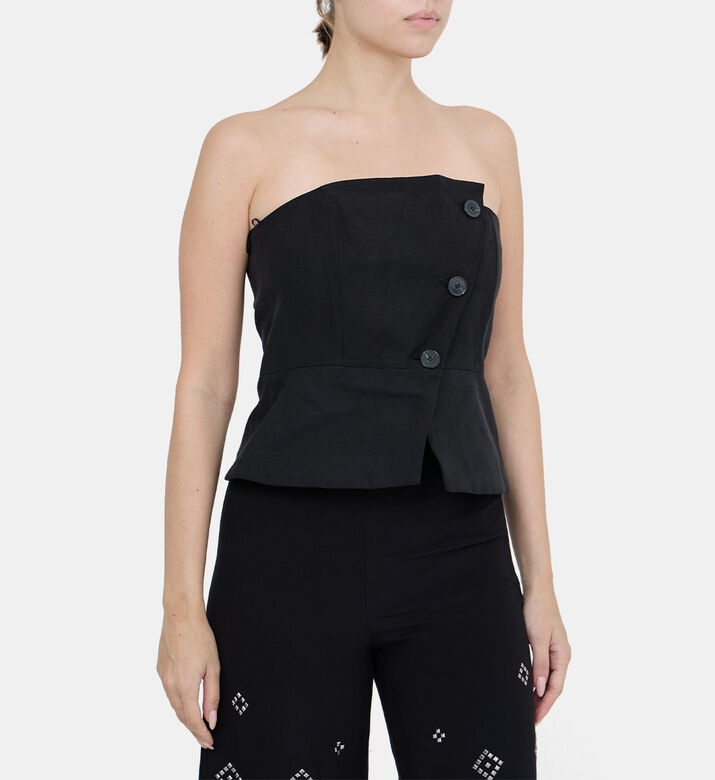 Gabriella Sleeveless Buttoned Bandeau Top