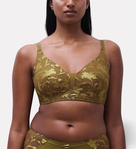 Chantelle Floral-embroidery Bra, Olive, 85, E, Model View