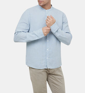 قميص ستان كتان بياقة شريطية