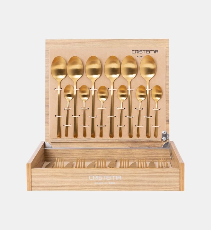Cristema Tokyo Matte Gold Finish 24-piece Cutlery Set, Packshot View Cristema Tokyo Matte Gold Finish 24-piece Cutlery Set, Packshot View