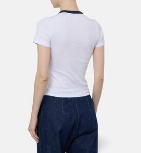 Patou Contrasting Collar Logo T-shirt, White, L, Model View