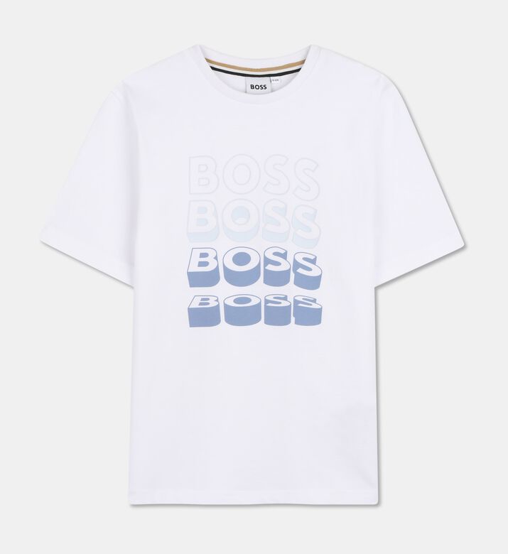 Boss Multi-logo-printed Jersey T-shirt, White, 10y, Packshot View