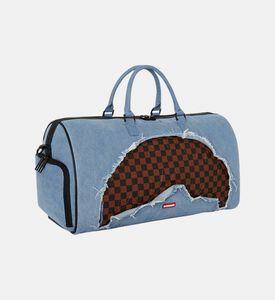 حقيبة دافل بنمط مربعات بفم قرش