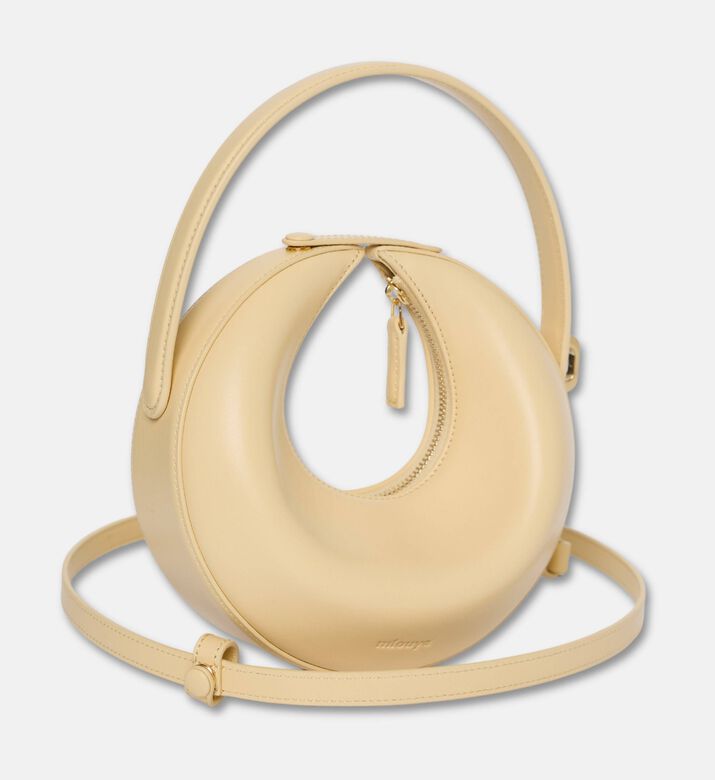 Mlouye Luna Circular Leather Bag, Beige, Packshot View
