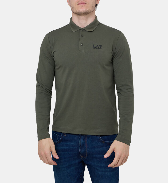 Logo Print Long-sleeve Polo Shirt