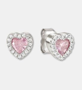 Nomination Light Pink Heart-shaped Stones Silver-tone Earrings, Packshot View