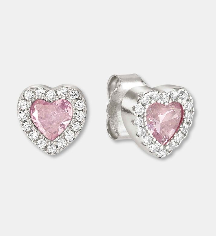 Nomination Light Pink Heart-shaped Stones Silver-tone Earrings, Packshot View