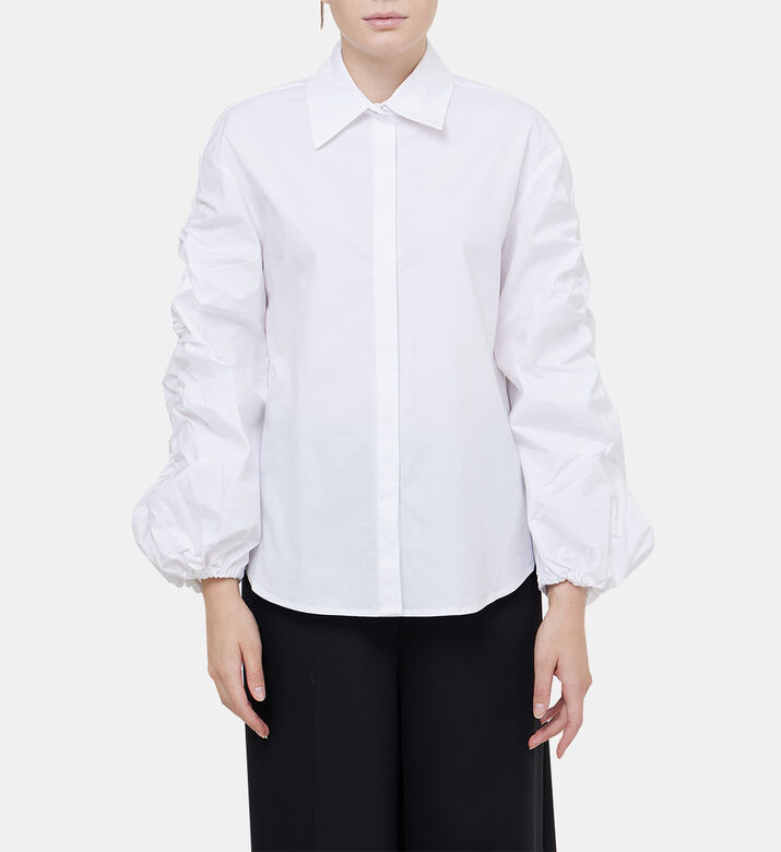 Popeline Shirt With Ruffled Sleeves Popeline Shirt With Ruffled Sleeves