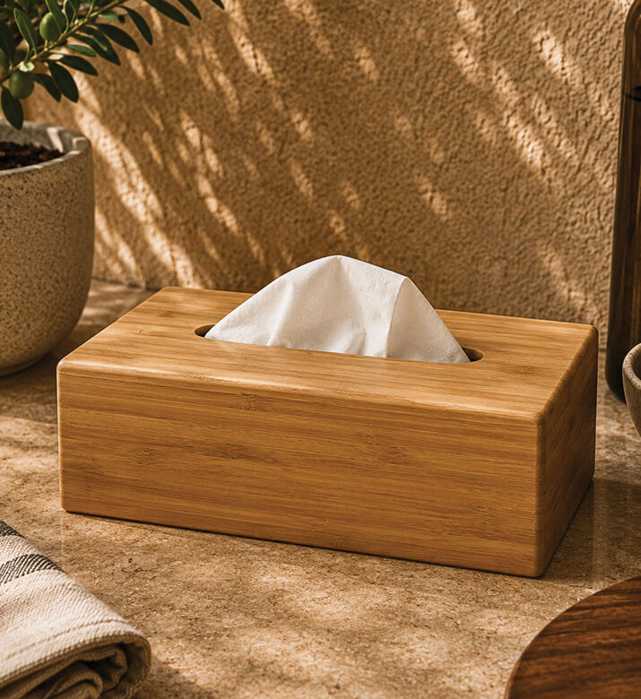 Andrea House Bamboo Wood Tissue Box, Packshot View