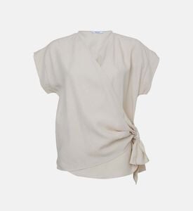 Linen V-neck Wrap Blouse Linen V-neck Wrap Blouse