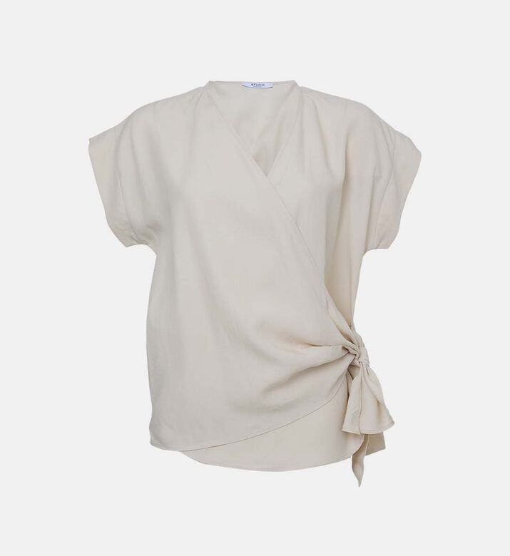 Linen V-neck Wrap Blouse Linen V-neck Wrap Blouse