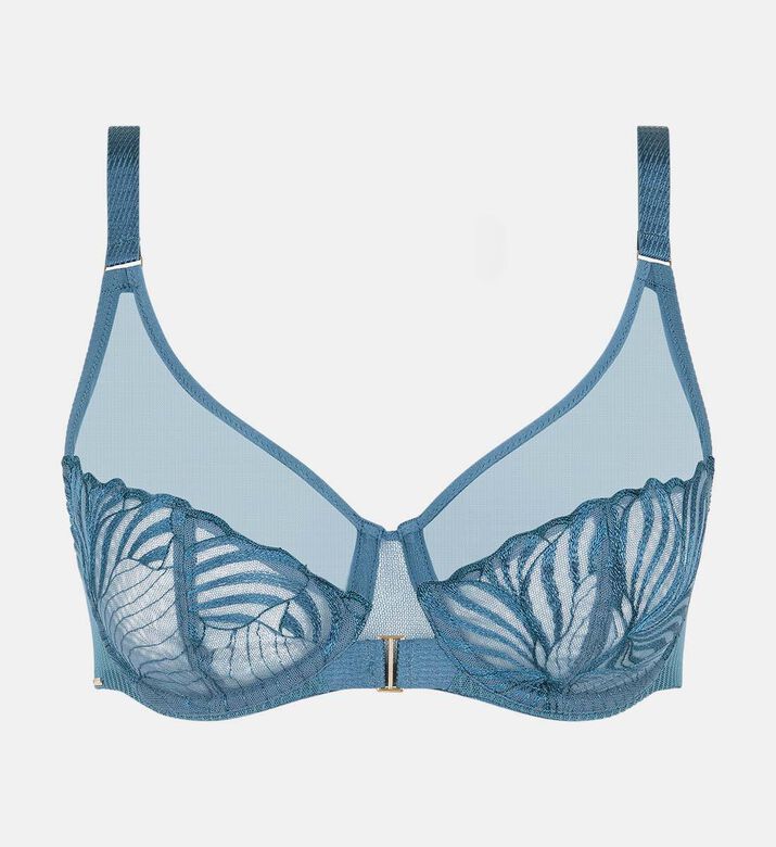 Chantelle Embroidered Lace Bra, Blue, 85, E, Packshot View