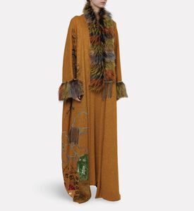 Dalia Al Azem Beaded Faux-fur Open-front Abaya, Model View