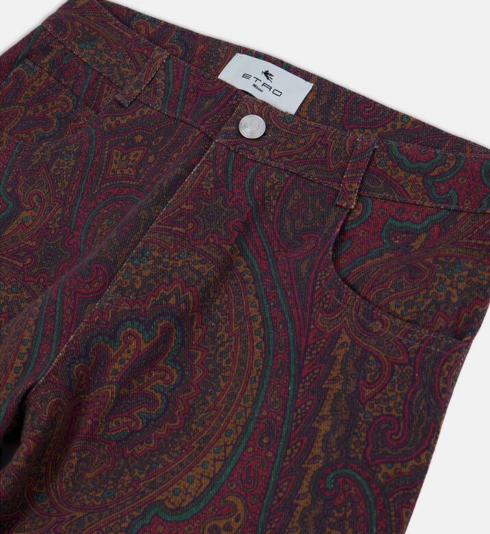 Knit Paisley-print Denim Pants
