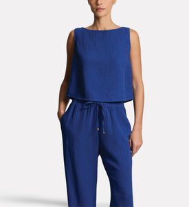 Ralph Lauren Cropped Top Wide-leg Cover-up Set, Blue, L, Model View
