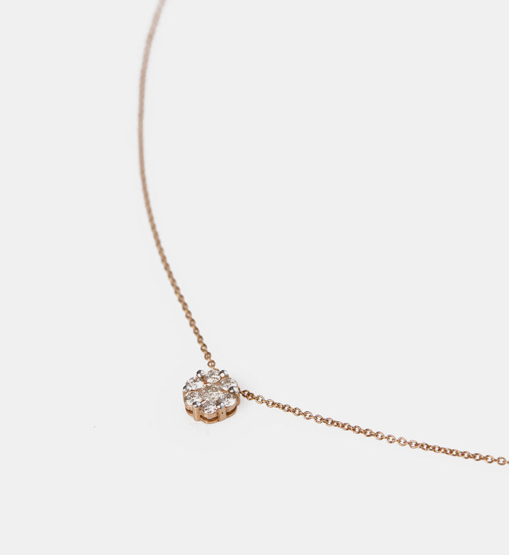 Golden White Diamond Flower Pendant