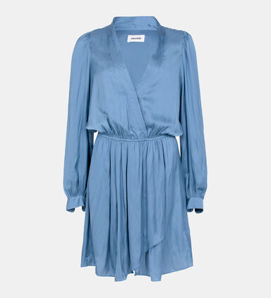 Remember Satin Wrap Neck Mini Dress