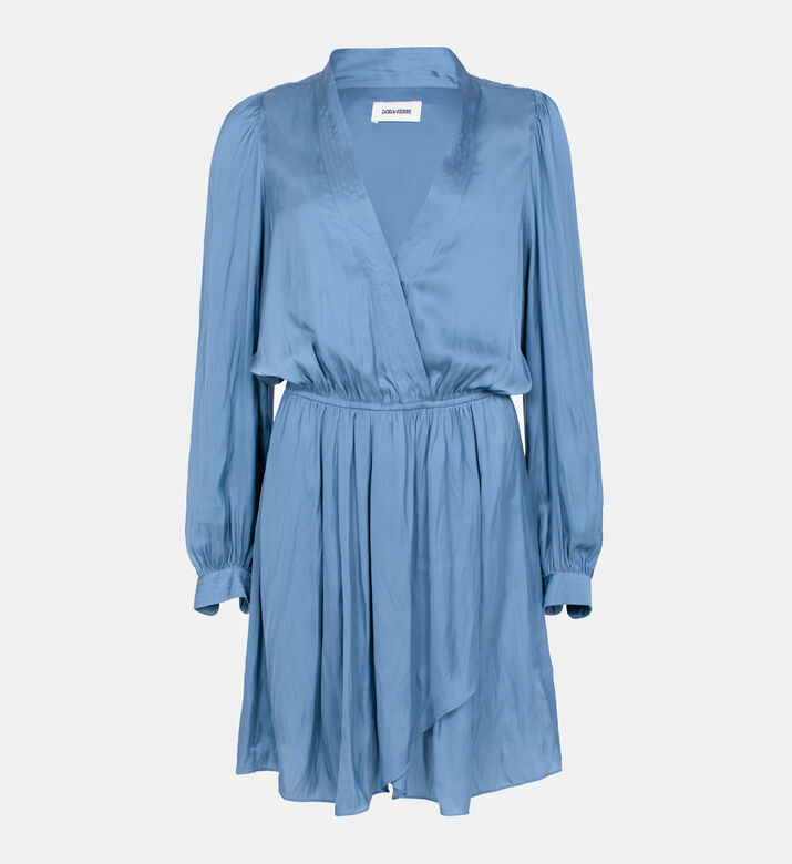 Remember Satin Wrap Neck Mini Dress