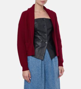 Forte-Forte Merino Wool Shawl Collar Cardigan, Red, L, Model View