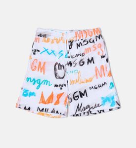 شورت برمودا قصير صوف بطبعة شعار