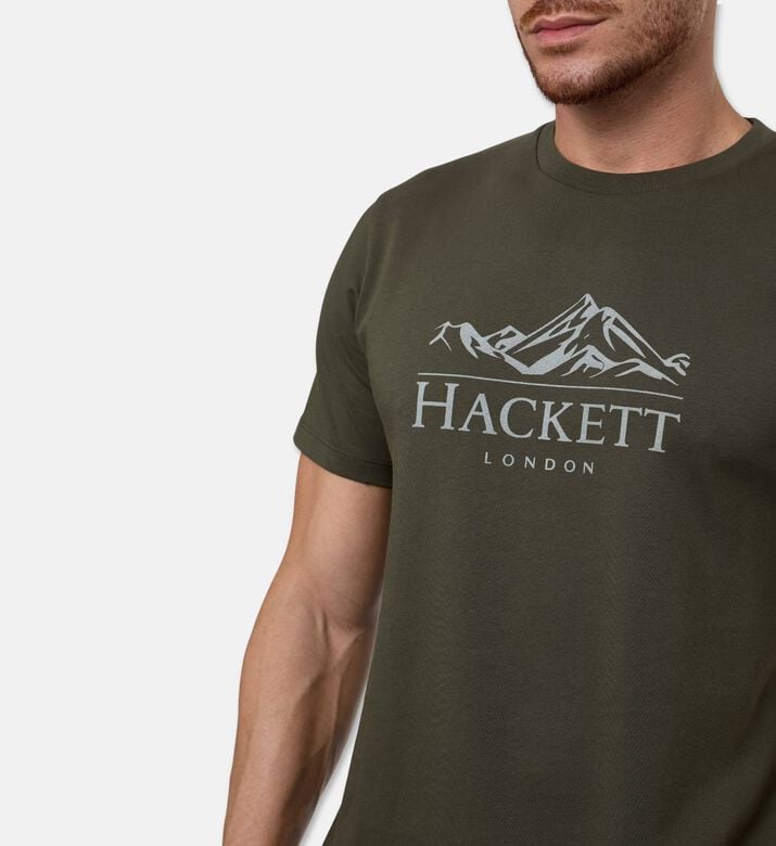 Hackett London Heritage Logo-print Crewneck T-shirt, Green, L, Model View