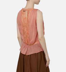 Forte-Forte Cotton Silk Lace Sleeveless Top, Model View