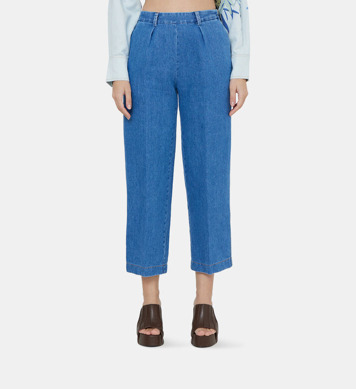 Cropped Wide-legged Denim Pants