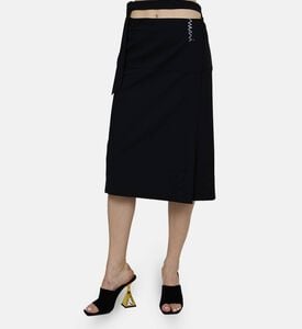 Embroidered Logo Midi Wrap Pencil Skirt Embroidered Logo Midi Wrap Pencil Skirt
