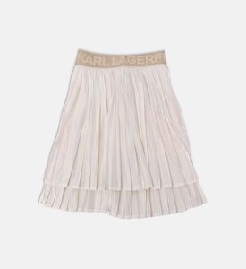 تنورة متوسطة الطول بطيات بطبعة شعار