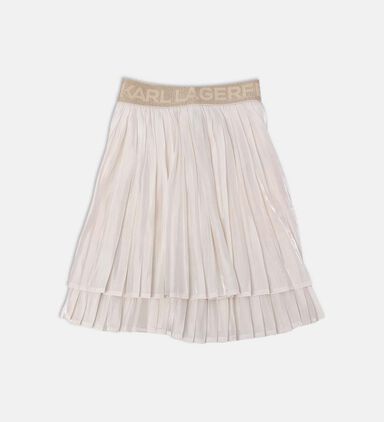 Pleated Logo-print Midi Skirt