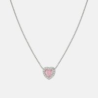 All My Love Pink Heart Cubic Zirconia Silver Necklace