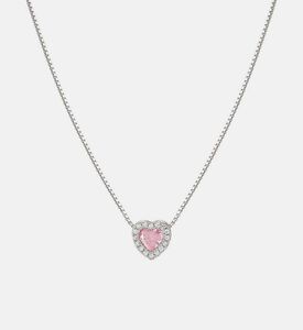 قلادة أول ماي لوف فضية من الزركونيا المكعبة باللون الوردي