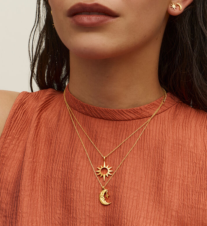 Ottoman Hands Sun-shape Pendant Necklace, Packshot View