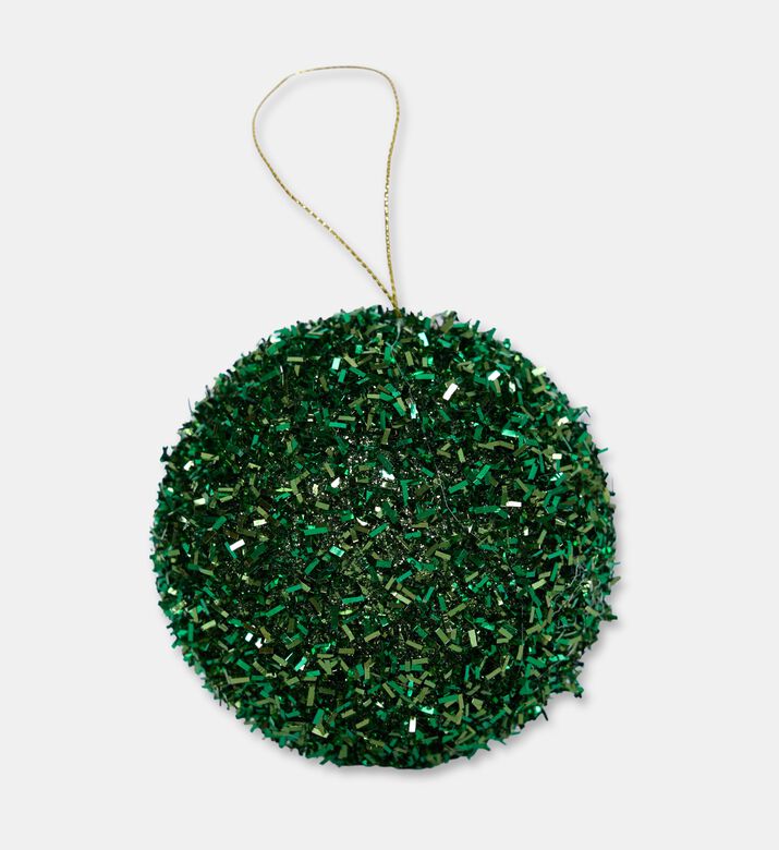 Shishi Glass Tinsel Shimmering Texture Ball, Green, 8-cm, Packshot View