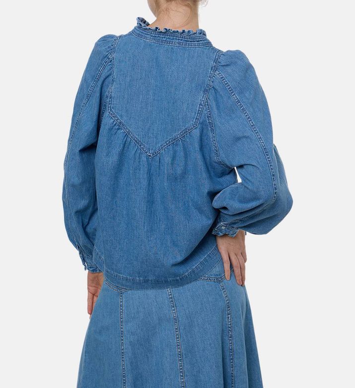 Ba and Sh Lay Light-wash Denim Blouse, Model View