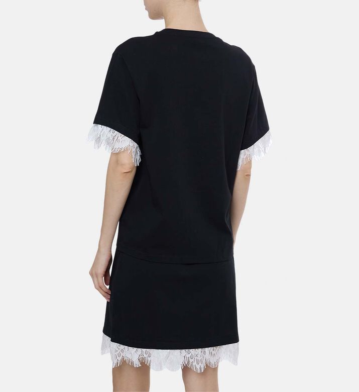 Lace Trims Text-print Short-sleeve T-shirt