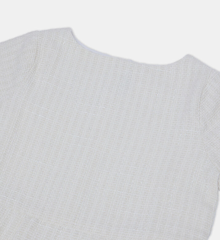 Tweed Short-sleeves Pleated Dress