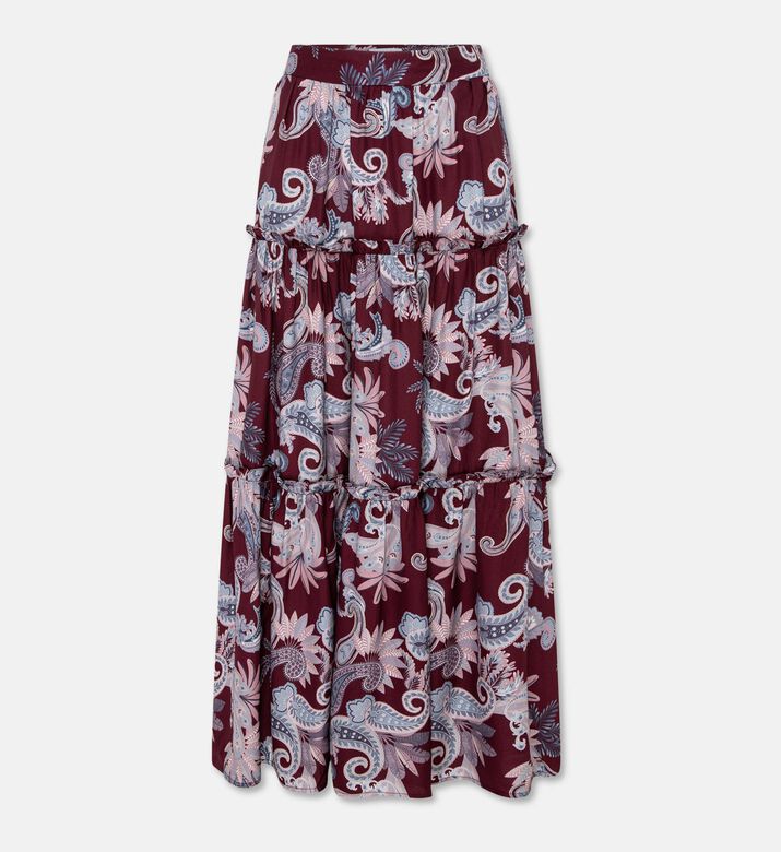 Carter and White Aya Printed Ruffle Tiered Maxi Skirt, Packshot View
